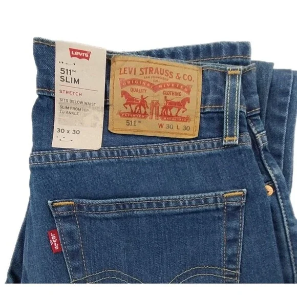 Levis 511 Mens 30X30 NWT Slim Fit Stretch Medium Wash Jeans